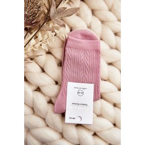 Dámské bavlněné ponožky s ražbou růžové obraz
