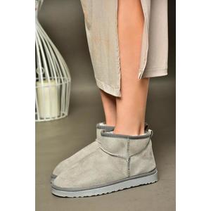 Fox Shoes R612018402 Gray Suede Women's Boots with Pile Inner Ankle Boots obraz