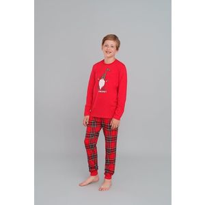 Chlapecké pyžamo Narwik, dlouhý rukáv, dlouhé nohavice - červená/potisk obraz