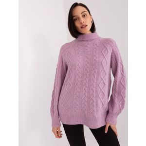Dámský špinavě fialový svetr s kabely obraz