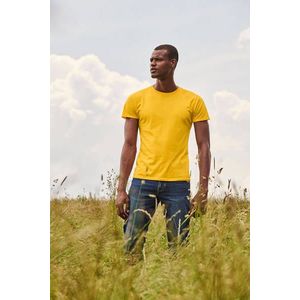 Yellow Iconic Combed Cotton T-shirt Fruit of the Loom obraz