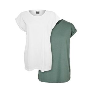 Dámské triko s prodlouženým ramenem 2-balení bílá+bledá obraz