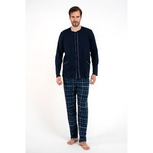Pánské pyžamo Jakub, dlouhý rukáv, dlouhé kalhoty - tmavě modrá/potisk obraz