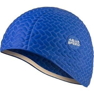 AQUA SPEED Unisex's Swimming Cap For Long Hair Bombastic Tic-Tac Navy Blue obraz