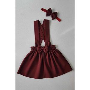 N2436 Dewberry Girls Crepe Dress Bandana-BURGUNDY obraz