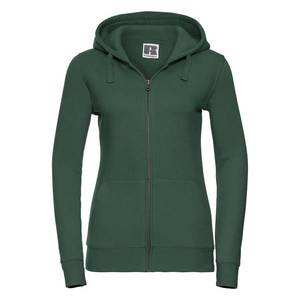 Green women's hoodie with Authentic Russell zipper obraz