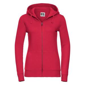 Red women's sweatshirt with hood and zipper Authentic Russell obraz