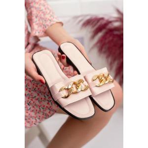 TER01 Women Slippers with Chain-PEMBE obraz