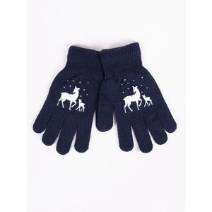 Yoclub Kids's Girls' Five-Finger Gloves RED-0012G-AA5A-013 Navy Blue obraz
