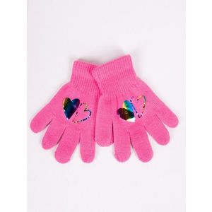 Yoclub Kids's Girls' Five-Finger Gloves With Hologram RED-0068G-AA50-005 obraz