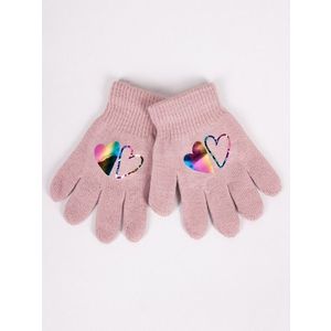 Yoclub Kids's Girls' Five-Finger Gloves With Hologram RED-0068G-AA50-002 obraz