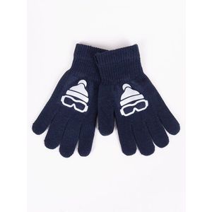 Yoclub Kids's Boys' Five-Finger Gloves With Reflector RED-0237C-AA50-006 Navy Blue obraz