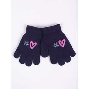 Yoclub Kids's Girls' Five-Finger Gloves RED-0012G-AA5A-008 Navy Blue obraz