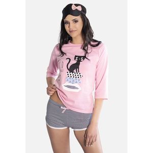 Aprodit Cat Pyjamas Pink and Navy obraz