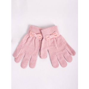 Yoclub Kids's Girls' Five-Finger Gloves With Bow RED-0010G-AA5B-002 obraz