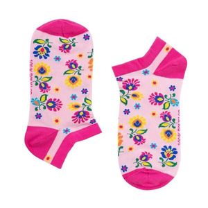 Folkstar Woman's Socks Short Pink/Flowers obraz