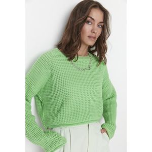 Trendyol zelený crop pletený svetr obraz
