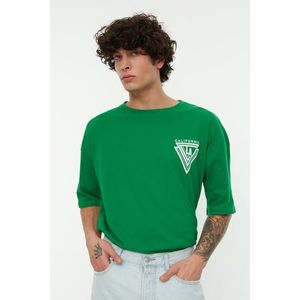 Trendyol Oversize/Wide-Fit Crew Neck Short Sleeve City Printed 100% Cotton T-Shirt obraz