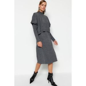 Trendyol Anthracite Wide Fit Midi Knitwear High Neck Dress-Sweater Suit obraz