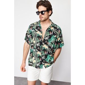 Trendyol Multi Color Oversize Fit Tropical Printed 100% Viscose Short Sleeve Flowy Summer Shirt obraz