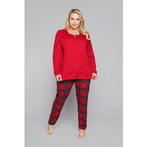 Dámské pyžamo Zorza dlouhé rukávy, dlouhé nohavice - červená/potisk obraz