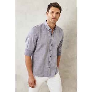 AC&Co / Altınyıldız Classics Men's Navy Blue Slim Fit Slim Fit 100% Cotton Dobby Buttoned Collar Casual Shirt. obraz