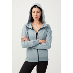 LOS OJOS Women's Blue Gray Hoodie with Zipper Sweatshirt and Tracksuit Top. obraz