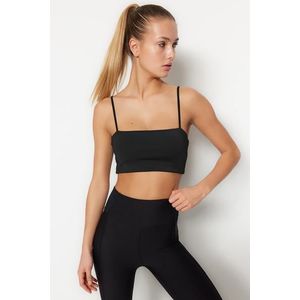 Trendyol Knitted Sports Bra with Black Mid Support/Styling Rope Strap obraz