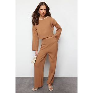 Trendyol Camel Piping Detailed Color Block Knitwear Two Piece Set obraz