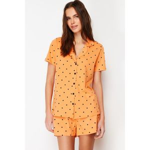 Trendyol Orange Multicolor 100% Cotton Polka Dot Knitted Pajamas Set obraz
