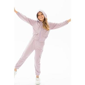 zepkids Girls' Hooded Top and Bottom Set, with Netted Gatherings at the Waist. obraz