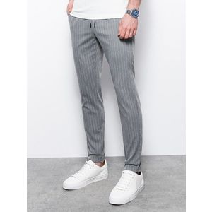 Ombre Men's pants with elastic waistband - dark grey obraz