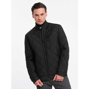 Ombre BIKER men's insulated jacket quilted in a diamond pattern - black obraz