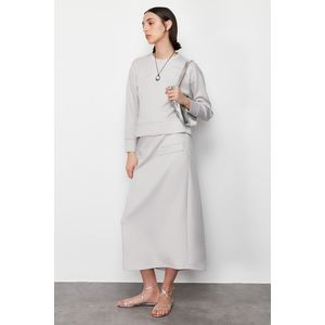 Trendyol Gray Diver/Scuba Plain Knitted Sweat-Skirt Set obraz