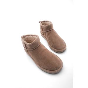 Dámské kotníkové boty Marjin z pravé kůže, každodenní použití, s vnitřním kožíškem, mini velikost, barva tan semiš. obraz