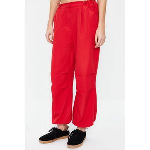 Trendyol červené jogger kalhoty s normálním pasem a elastickým tkaným materiálem obraz