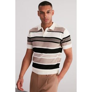 Trendyol Multi Color Regular Fit Striped Knitwear Polo Neck T-Shirt obraz