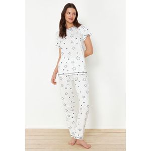 Trendyol Ecru Star Patterned Knitted Pajamas Set obraz
