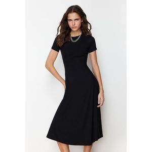 Trendyol Black Skirt Flounced Midi Stretchy Knitted Maxi Dress obraz