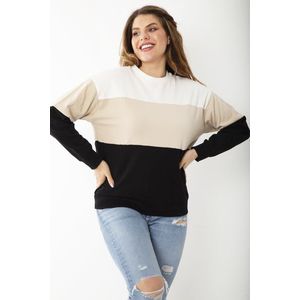 Şans Women's Plus Size Colorful Color Combination Sweatshirt obraz