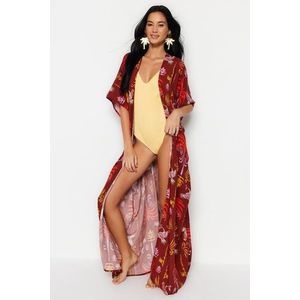 Trendyol Ethnic Patterned Belted Maxi Woven Kimono & Kaftan obraz