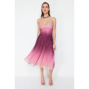 Trendyol Multicolored A-Line Tulle Knitted Dress obraz