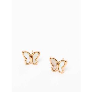 Earrings with enamel butterfly white obraz