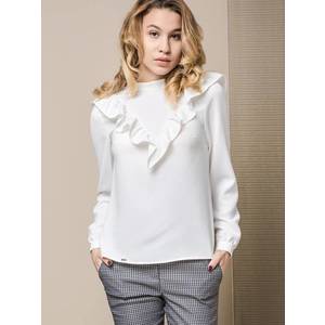 Lola blouse with frills at the front white obraz