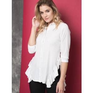 La Diva shirt decorated with frills on the sides white obraz