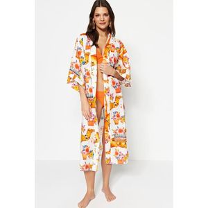 Trendyol Ethnic Pattern Belted Maxi-Weave 100% Cotton Kimono & Kaftan obraz