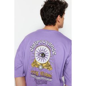 Trendyol Dark Lilac Oversize Back Printed Short Sleeve T-Shirt obraz