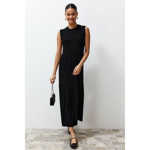 Trendyol Black Sleeveless Plain Knitted Lingerie Dress obraz