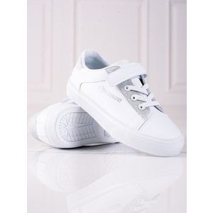 Baby sneakers Shelvt white with silver glitter obraz