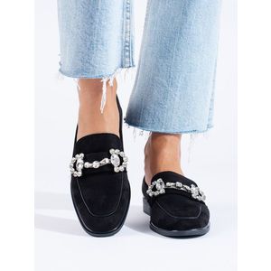 Black suede loafers with Shelvt buckle obraz